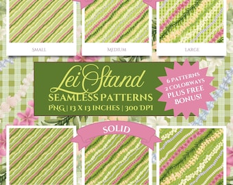 Hawaiian Lei Seamless Pattern: Tropical Fabric Print, Sublimation Design (PNG, Instant Download + Bonus Patterns)