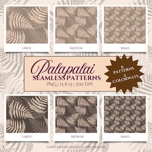 Palapalai Fern Seamless Pattern: Hawaiian Tropical Design (PNG Digital Download) FREE BONUS, Commercial Use