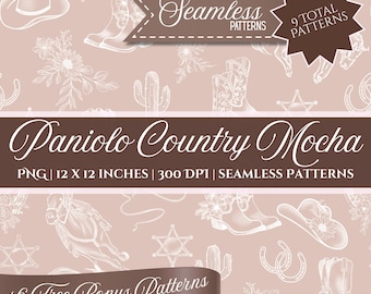 Hawaiian Paniolo Cowboy Seamless Pattern: Cowgirl Cowboy PNG (Digital Download) Commercial Use