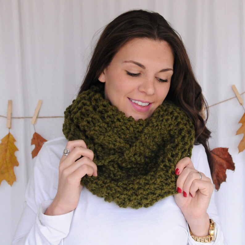 Olive Green Infinity Scarf Handmade Warm Soft and Cozy Etsy