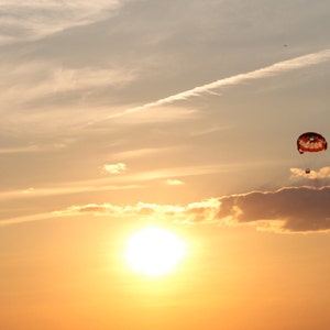 Print of &quot;Whisked Away&quot; Cloud Photography, Sunset Photography, Inspirational Wall Art, Nature Photography, Parasailing, Destin, Yellow Decor
