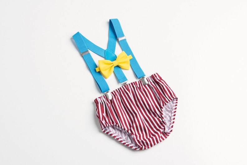 2 Circus Cake Smash Outfit Boy Birthday Outfit 1 3 or 4 Piece Set Diaper Cover Tie Suspenders Party Hat Bow Tie Circus boy outfit