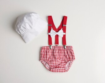 Chef birthday outfit, baking theme outfit, 1st birthday outfit, boy cake smash outfit, cake smash outfit, baby chef props, pizza photo props