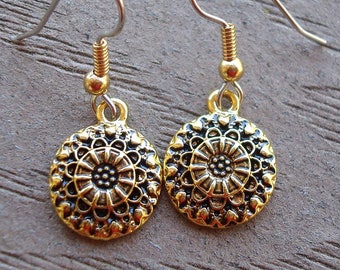Gold drop earrings, small gold earrings, hypo allergenic, pretty small gold earrings