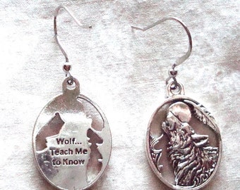 Wolf earrings, nickel free and lead free earrings hypo allergenic, silver earrings