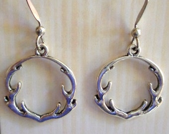 Deer antler earrings, silver antlers, lead free earrings, nickel free earrings, hypo allergenic