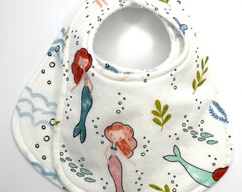 Mermaid Baby Bib, Coastal Waves, Seaside, Baby Gift, 100 % Cotton