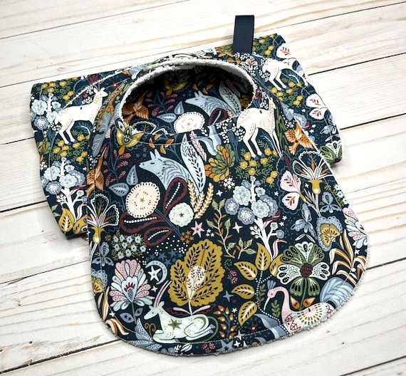 Peacock Baby Bib and Burp Cloth, Xanadu Mystical Animals, Baby Gift, 100 % Cotton