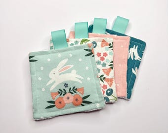 Floral Bunny Crinkle Toy, Minky Sensory Lovey, Baby Gift
