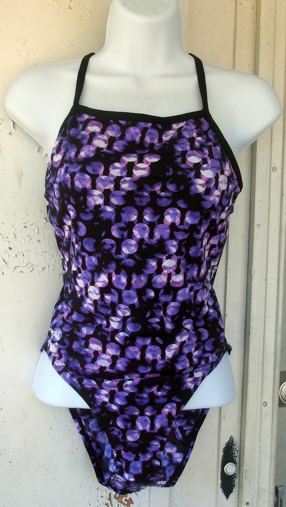 violet bathing suit