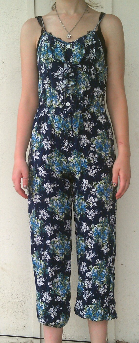 Vintage Jumpsuit, Romper, 90s romper, Navy Romper,