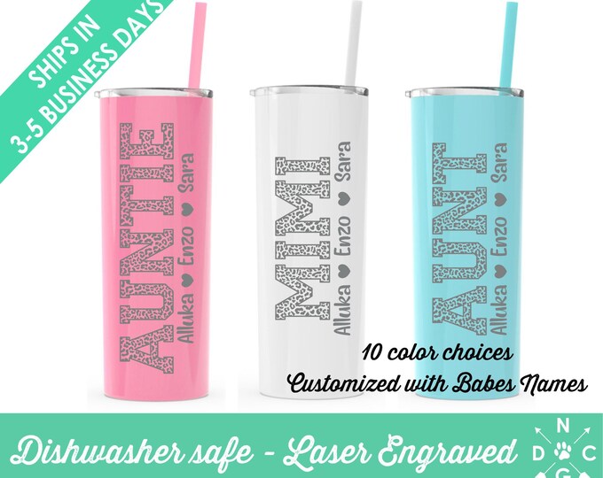 Special Personalized Aunt Tumbler, Sentimental Customized Memorable Gift For Auntie, Heartfelt Best Aunt Cup, Aunt Announcement Present Gift