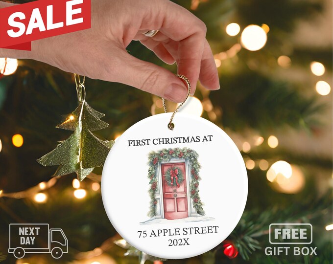 Personalized New Home Ornament - New Home Christmas Ornament - Wreath New House Ornament - Realtor Closing Gift - New Home Keepsake