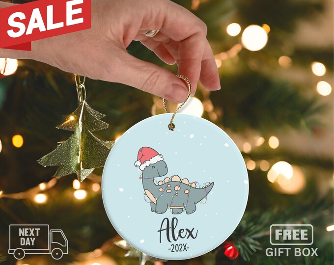 Dinosaur Ornament - Boys Christmas Ornament - Personalized Dinosaur Ornament - Cute Boys Christmas Ornament