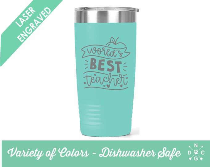 World's Best Teacher Tumbler / Teacher Coffee Cup / Gift for teacher / teacher retirement gift / teacher appreciation / Custom Coffee Mug