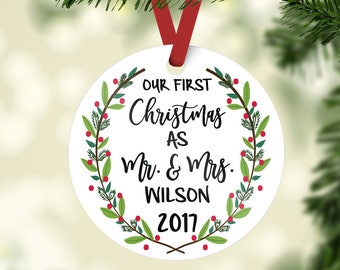 mr mrs ornament / Christmas ornament / our first Christmas / wedding ornament / custom ornament / first Christmas / wedding gift / newlywed