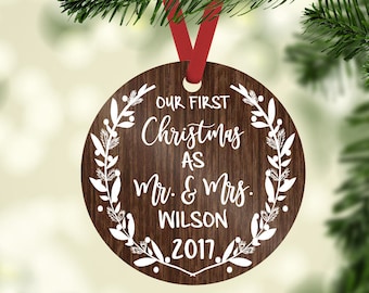 mr mrs ornament / Christmas ornament / our first Christmas / wedding ornament / custom ornament / first Christmas / wedding gift / newlywed
