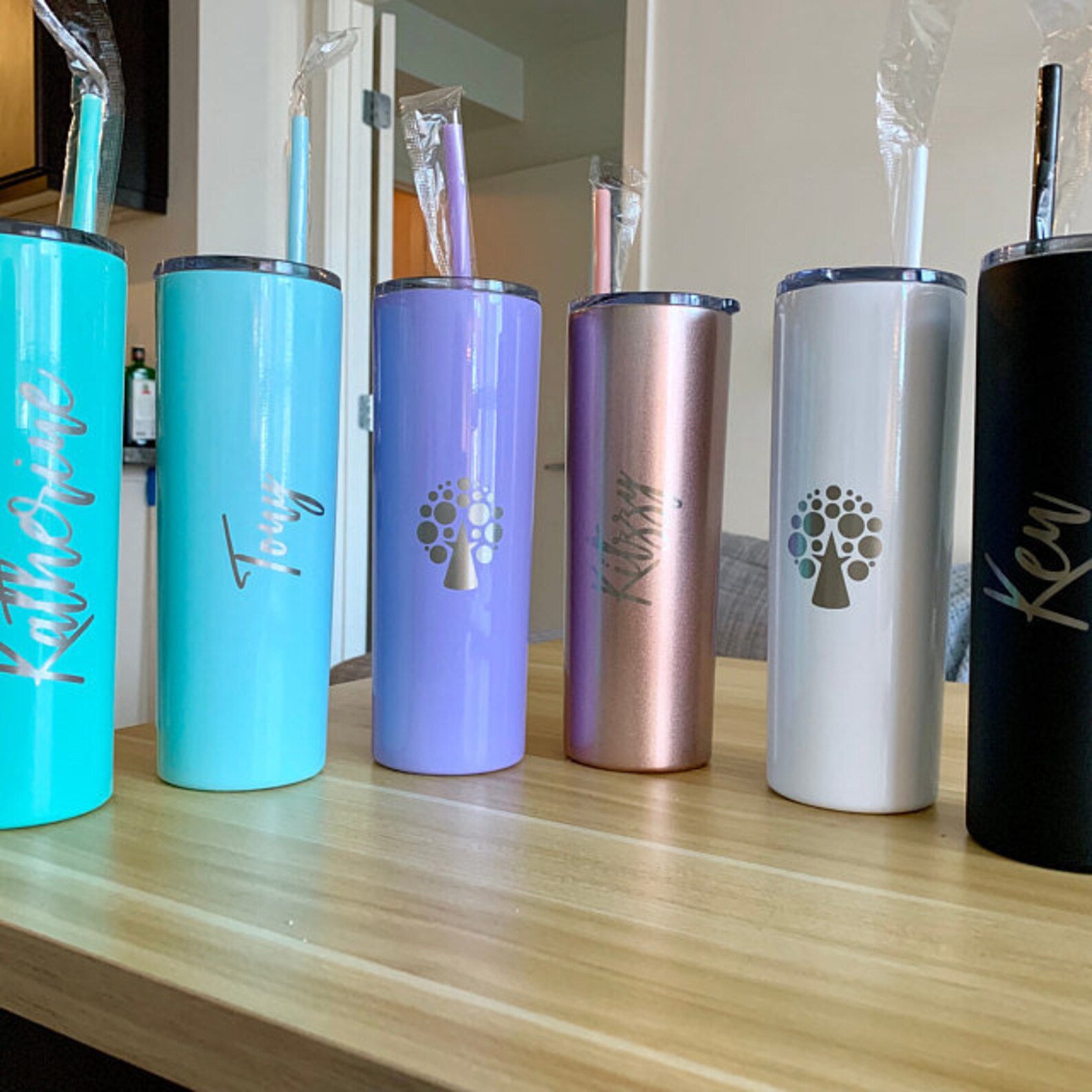 Set of 3 Tumblers Bridesmaid Etch Tumbler Insulated Tumbler Etsy