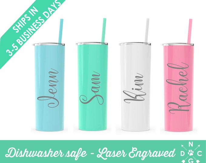 Set of 8 Personalized Tumblers, Skinny Steel Tumblers, Custom Tumbler, Stainless Steel Engraved Tumbler, Tumbler with Name, Bridesmaid Gifts