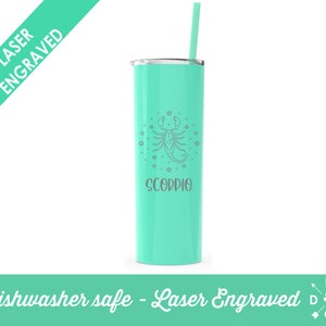 Astrology Symbols, Zodiac Tumblers, Zodiac Sign, Personalized Tumbler, Gift for Her, Laser Engraved Tumbler, Constellation Cups, Astrology Mint Green