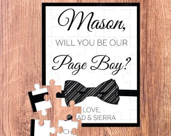 page boy puzzle / ring bearer / ring bearer gift / ring bearer proposal / puzzle / ask ring bearer / ring bearer card / will you be our