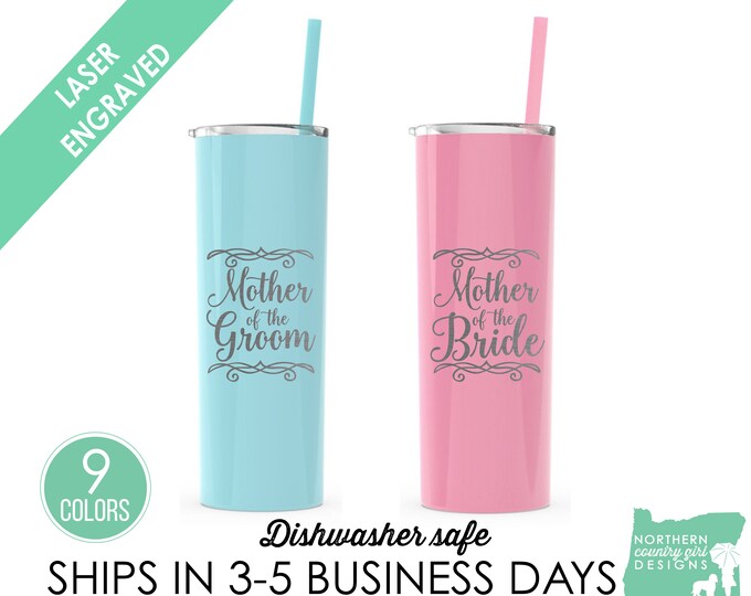 Set of 2, Mother of the Bride Tumbler, Mother of the Groom Tumbler, Parents of the Bride, Mother of the Bride Gift, Mother of the Groom Gift
