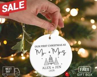 First Christmas Married Ornament - Mr and Mrs Tree Christmas Ornament - Our First Christmas Married as Mr and Mrs Ornament - Personalized