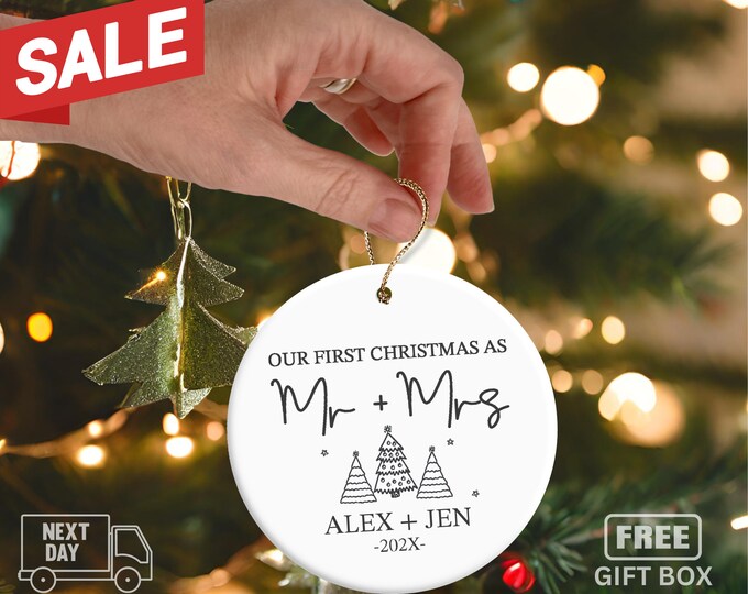 First Christmas Married Ornament - Mr and Mrs Tree Christmas Ornament - Our First Christmas Married as Mr and Mrs Ornament - Personalized