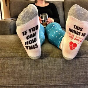 nurses week / if you can read this sock / this nurse is off duty / nurse appreciation / gift for nurse / nurse gift / rn gifts / nurse socks image 5