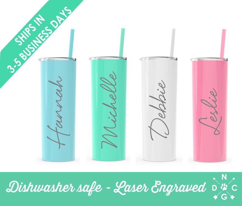 Set of 4 Tumblers Personalized Skinny Tumblers Personalized image 1
