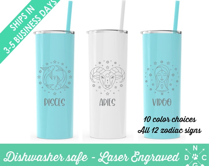 Astrology Symbols, Zodiac Tumblers, Zodiac Sign, Personalized Tumbler, Gift for Her, Laser Engraved Tumbler, Constellation Cups, Astrology