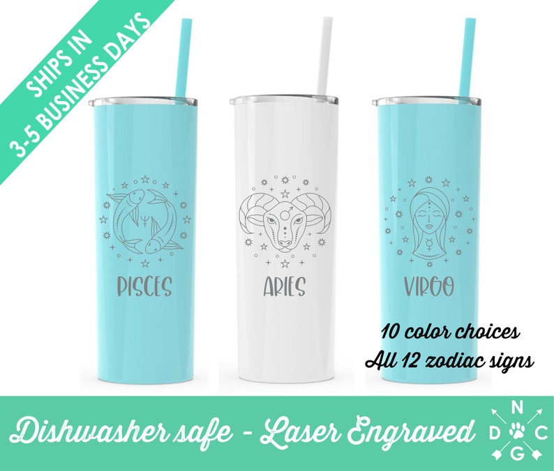 Astrology Symbols, Zodiac Tumblers, Zodiac Sign, Personalized Tumbler, Gift for Her, Laser Engraved Tumbler, Constellation Cups, Astrology Light Blue