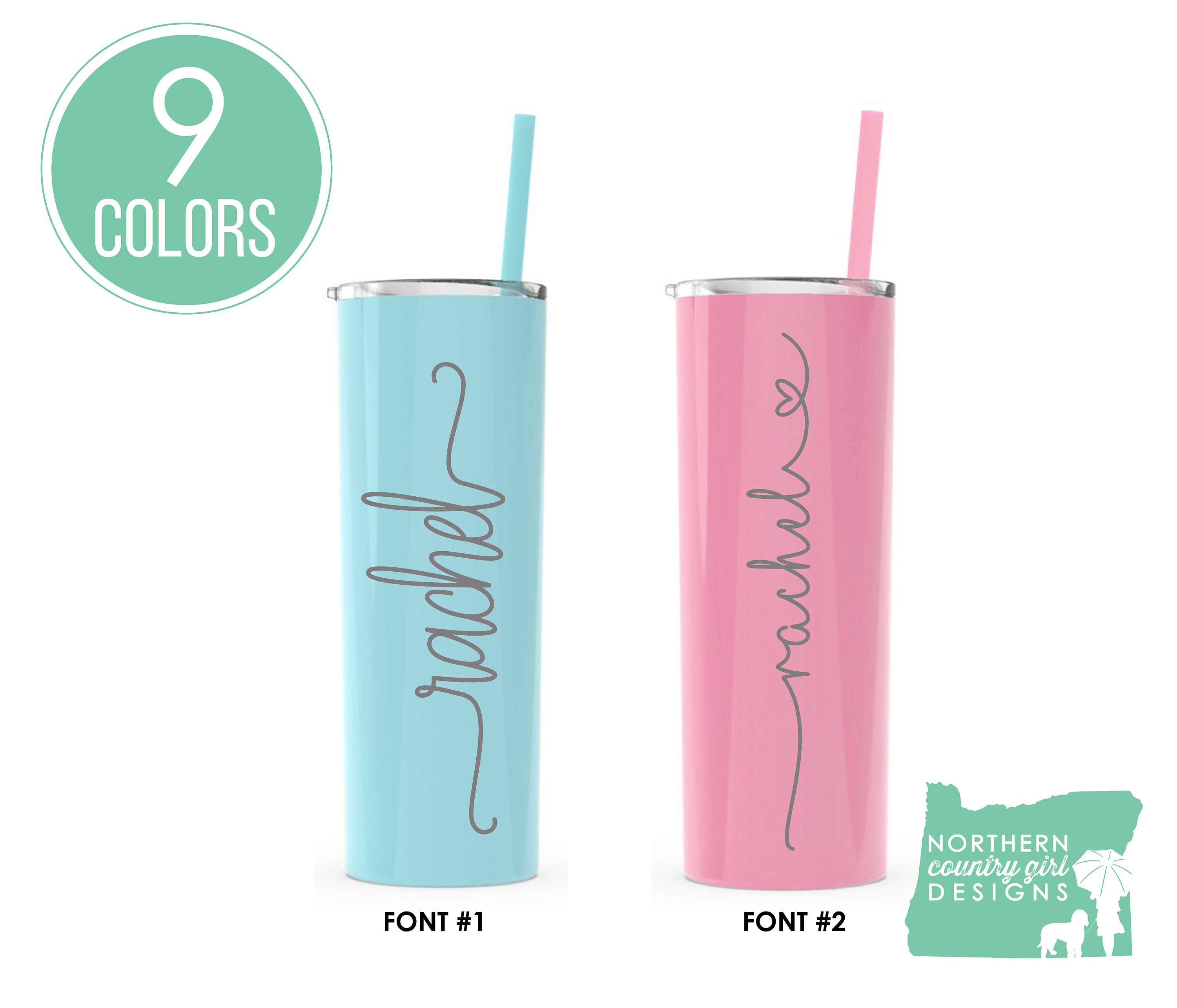 20oz Bridesmaid Etched Tumbler Tumbler with Straw Personalized