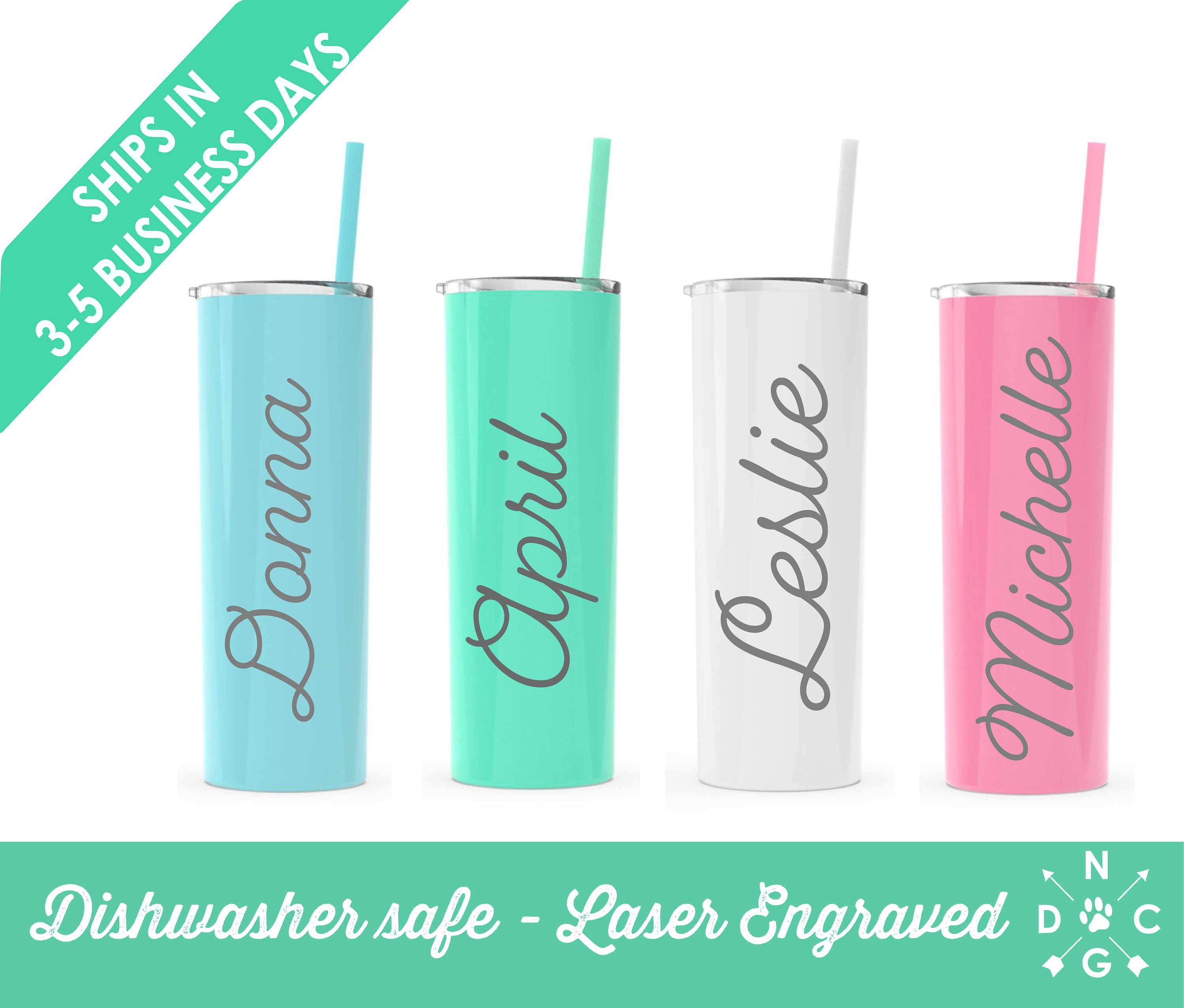 20oz Bridesmaid Etched Tumbler - Tumbler with Straw