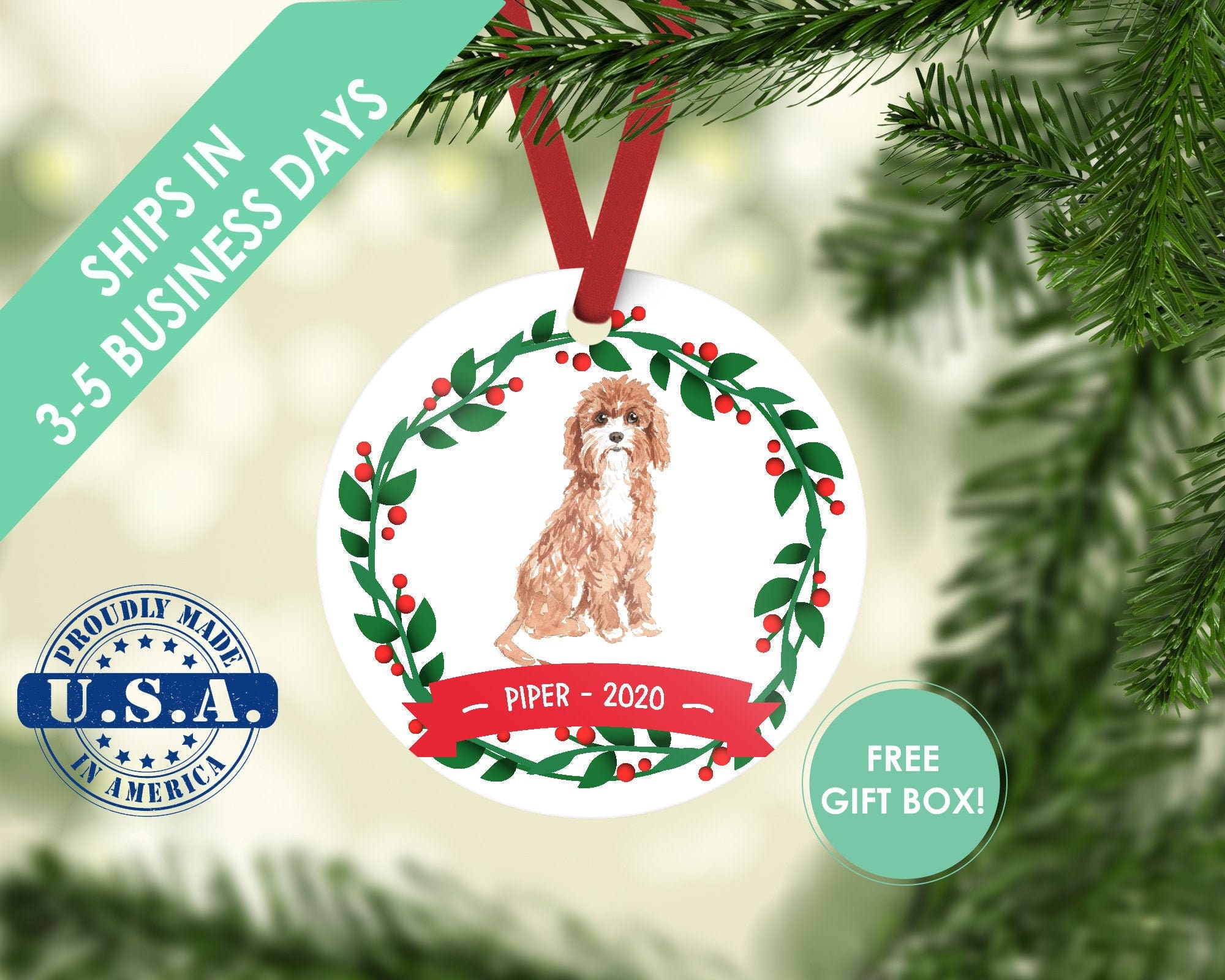 cavapoo christmas ornament