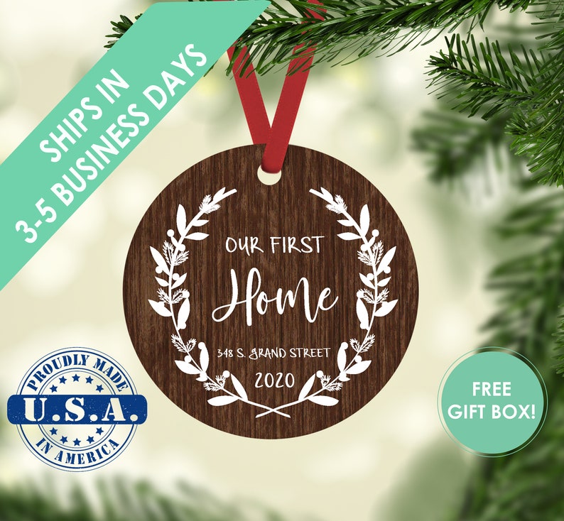 first home ornament / housewarming gift / Christmas ornament / new home ornament / our first home / first home / custom ornament / new home Faux Wood