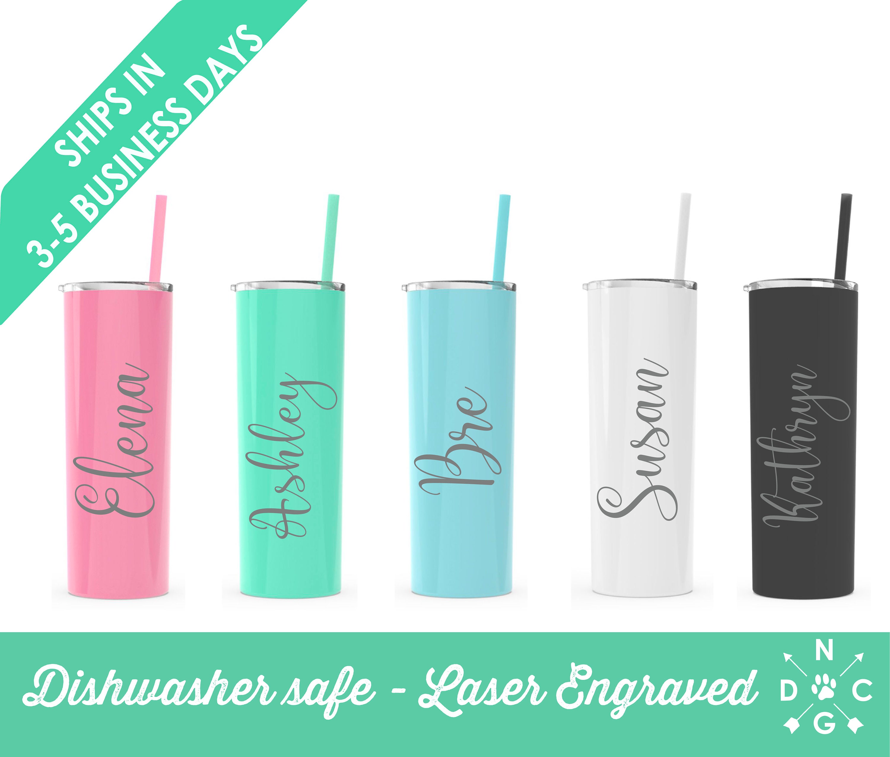 Personalized Stainless Steel Tumbler with Straw and Handle