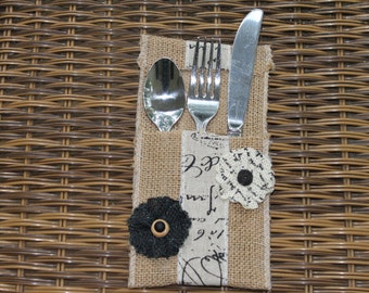 Burlap Utensil Holder Set of Four