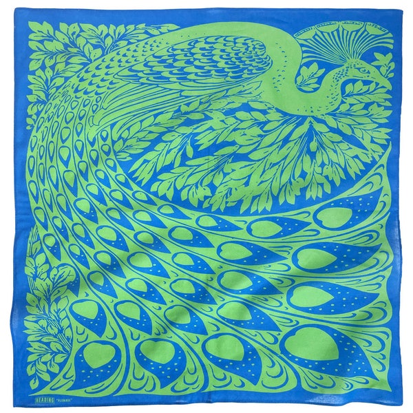 Peacock Bandana - Book Inspired 24" Natural Cotton | Cute Hair Scarf | Wall Tapestry | Patterned |  Book | Neckerchief | Choker | Large