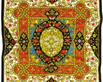 Floral Baroque Bandana - 24" Natural Cotton Scarf