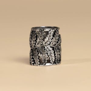 Silver Fern Bandana Ring - Vintage Style Scarf Slide