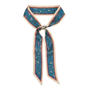 Enchanted Skinny Scarf – Vintage Print Silky Ribbon Hair Accessory, Purse Accent
