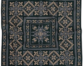 Needlework Bandana - Vintage Inspired Cotton Print (Blue)