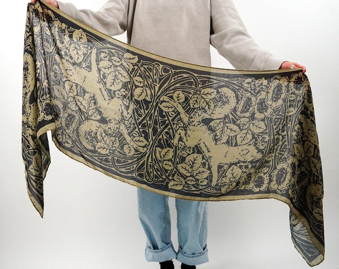 Art Deco Fox Scarf – Book-Inspired Cotton Blend Wrap