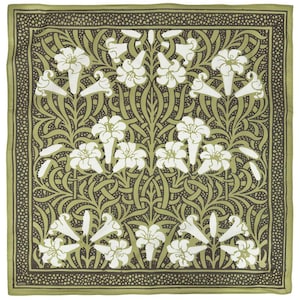 Pañuelo Lily – Pañuelo de algodón con estampado floral inspirado en libros, verde bosque