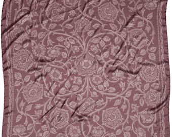 Mauve Silky Scarf  | Vintage Print | Book-Inspired Neck Scarf, Hair Accessory