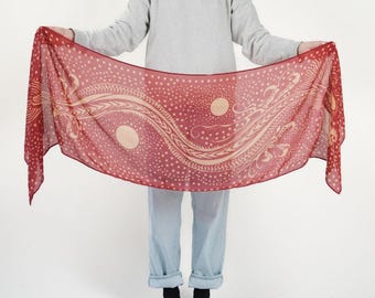Dragon Scarf - Book Inspired - Soft Cotton Blend | Red and Gold Accessory | Unique | Booklover Gift | All Season | Breathable