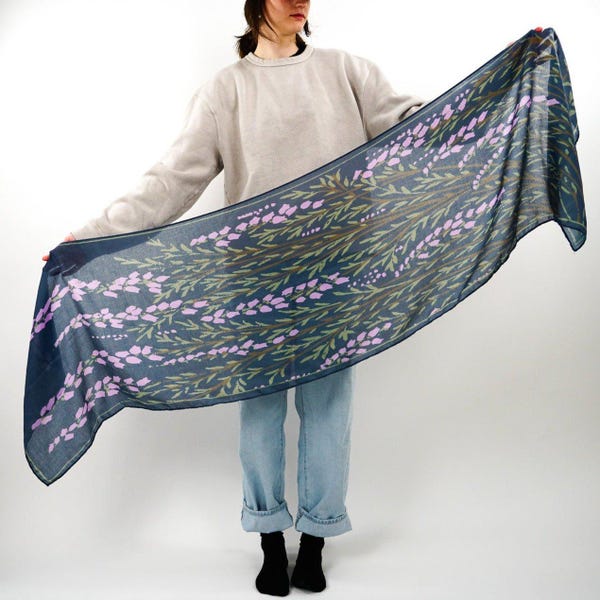 Purple Floral Scarf - Book Inspired Cotton Blend Wrap