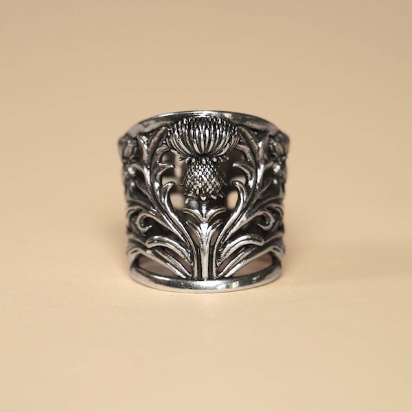 Thistle Bandana Ring – Solid Brass Scarf Slide Accessory (Spanish Artist Designed)