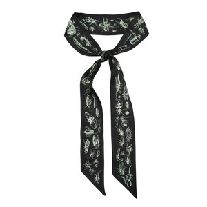 Crawlies Skinny Scarf – Vintage Insect Print Silky Ribbon Accessory